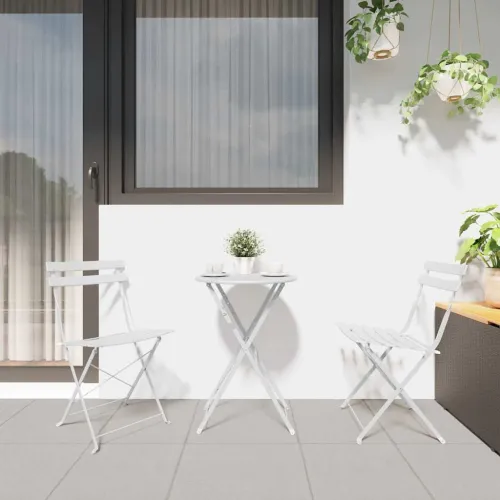 Sklopivi bistro set 3 kom. Bijelo Čelik - Bijelo Cijena
