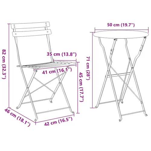 Sklopivi bistro set 3 kom. Bež Čelik - Bež Cijena