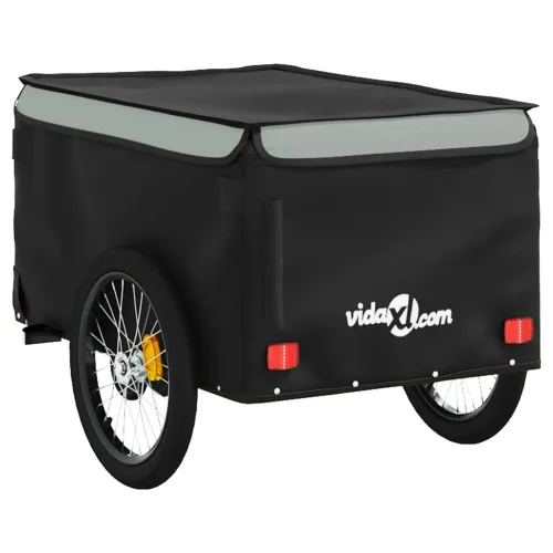 Prikolica za bicikl crno-siva 30 kg željezna - Siva 124 x 53 x 45 cm Cijena