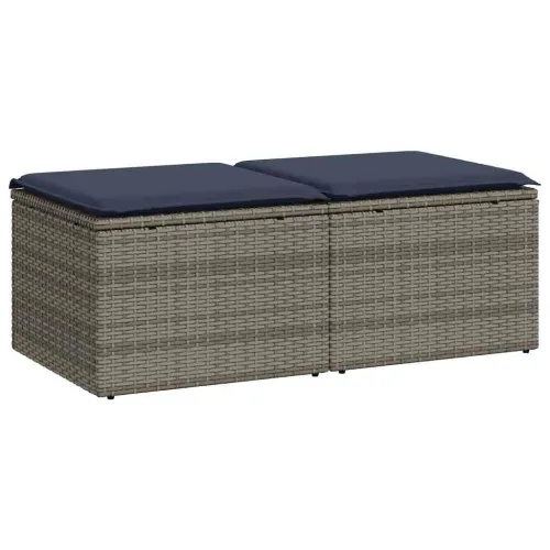 Vrtna garnitura - 2-dijelni set vrtnih sofa poliratan i bagrem s jastucima sivi - Siva 1 Cijena