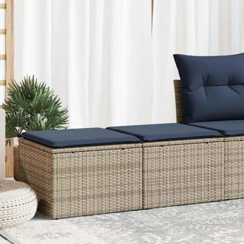 Vrtna garnitura - 2-dijelni set vrtnih sofa poliratan i bagrem s jastucima sivi - Siva 1 Cijena