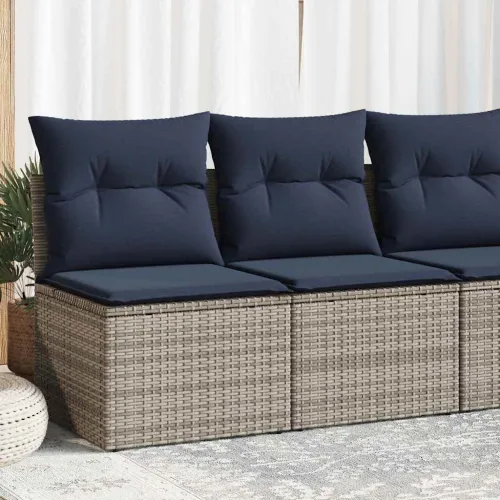Vrtna garnitura - 2-dijelni set vrtnih sofa poliratan i bagrem s jastucima sivi - Siva bez spremišta 1 Cijena