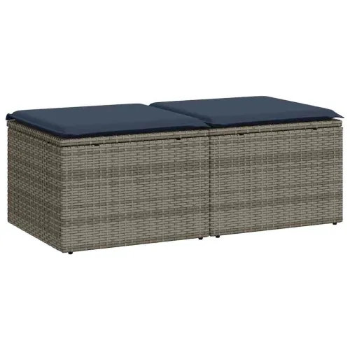 Vrtna garnitura - 2-dijelni set vrtnih sofa poliratan i bagrem s jastucima sivi - Siva 1 Cijena