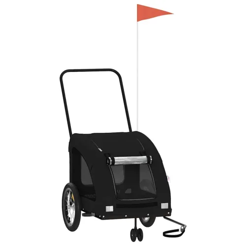 Prikolica za bicikl za ljubimce crna od tkanine i željeza - Crna 63.5 x 124.5 x 66 cm Cijena