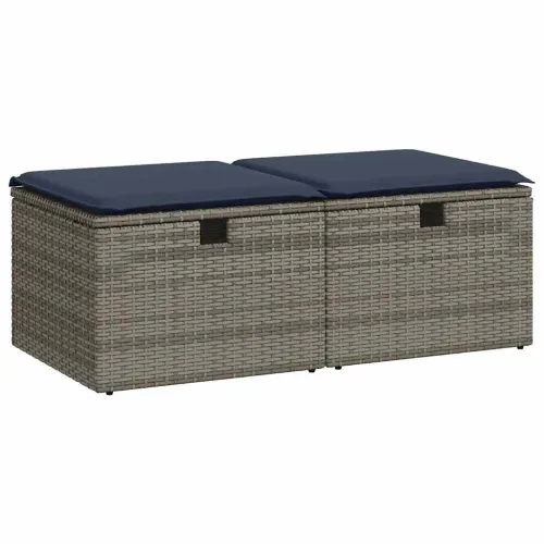 Vrtna garnitura - 2-dijelni set vrtnih sofa poliratan i bagrem s jastucima sivi - Siva 1 Cijena