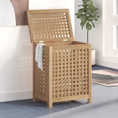 Košarica za rublje Prirodna Čvrsto teak drvo - 50 x 35 x 60 cm bez platnene torbe Cijena