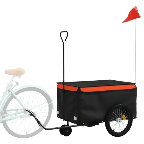 Prikolica za bicikl crno-narančasta 30 kg željezna - Narančasta 124 x 53 x 45 cm Cijena