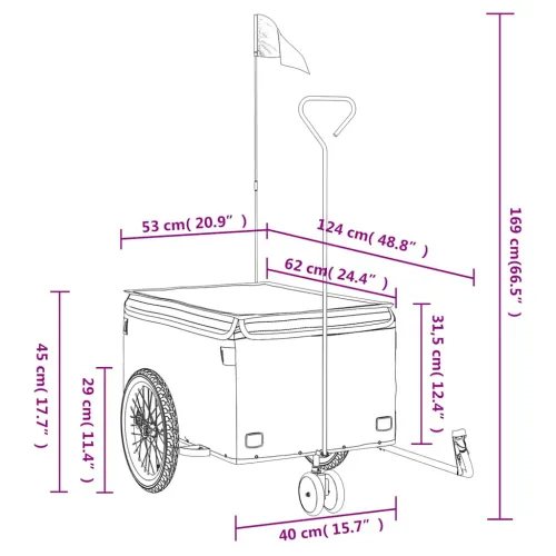 Prikolica za bicikl crno-narančasta 30 kg željezna - Narančasta 124 x 53 x 45 cm Cijena