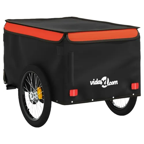 Prikolica za bicikl crno-narančasta 30 kg željezna - Narančasta 124 x 53 x 45 cm Cijena