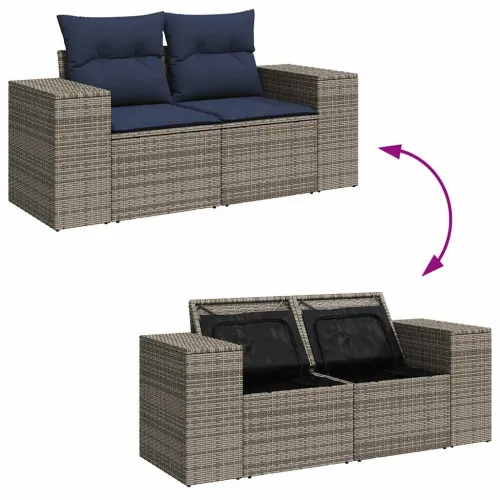 Vrtna garnitura - 7-dijelni set vrtnih sofa sivi od poliratana - Siva 1 Cijena