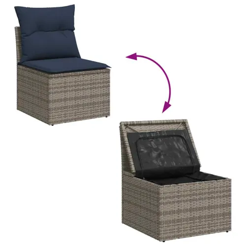 Vrtna garnitura - 7-dijelni set vrtnih sofa sivi od poliratana - Siva 1 Cijena