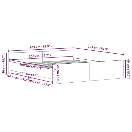 Okvir za krevet Umjetnički hrast 203 x 203 x 50 cm - hrast artisan 200 x 200 cm Cijena