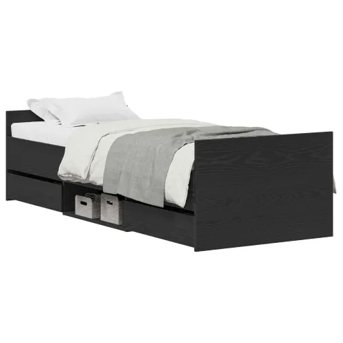 Okvir za krevet s ladicama Crni hrast 193 x 78 x 50 cm - Crni hrast 75 x 190 cm Cijena