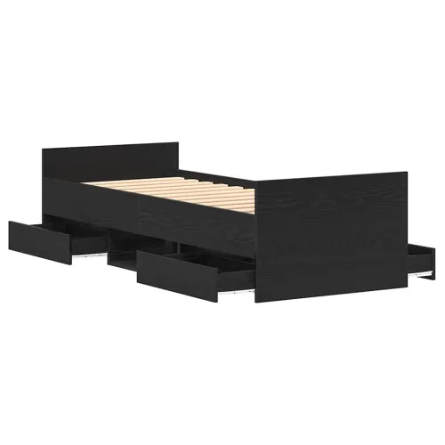 Okvir za krevet s ladicama Crni hrast 193 x 78 x 50 cm - Crni hrast 75 x 190 cm Cijena