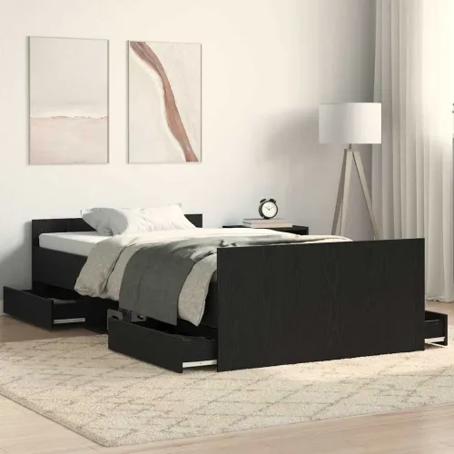 Okvir za krevet s ladicama Crni hrast 203 x 93 x 50 cm - Crni hrast 90 x 200 cm Cijena