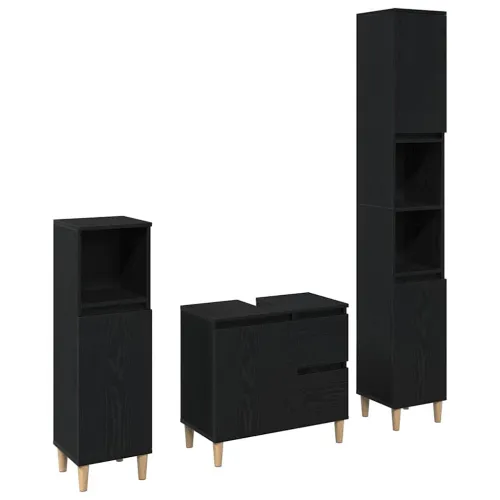Set namještaja za kupaonicu 3 kom. Crni hrast 30 x 30 x 180 cm - Crni hrast Cijena