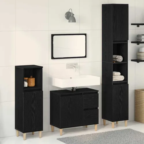 Set namještaja za kupaonicu 3 kom. Crni hrast 30 x 30 x 180 cm - Crni hrast Cijena