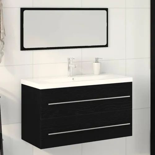 Kupaonski ormarić za sudoper 3 kom. Crni hrast - Crni hrast 90 x 38,5 x 48 cm bez slavine Cijena
