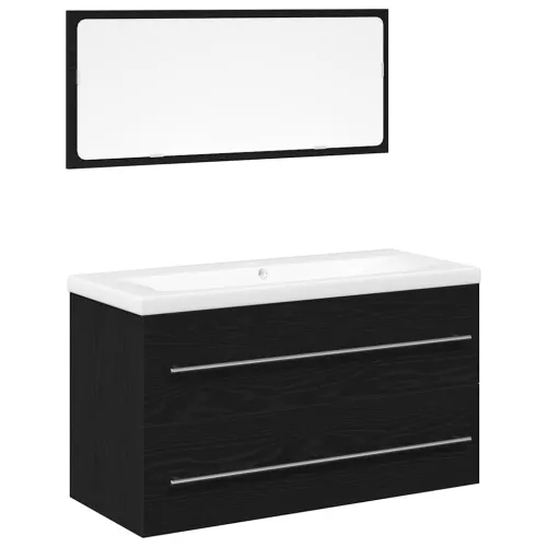 Kupaonski ormarić za sudoper 3 kom. Crni hrast - Crni hrast 90 x 38,5 x 48 cm bez slavine Cijena