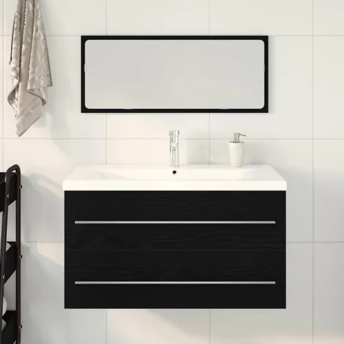 Kupaonski ormarić za sudoper 3 kom. Crni hrast - Crni hrast 90 x 38,5 x 48 cm bez slavine Cijena