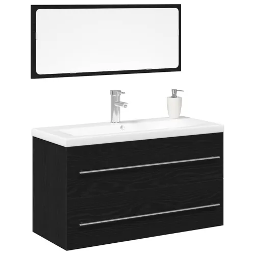 Kupaonski ormarić za sudoper 3 kom. Crni hrast - Crni hrast 90 x 38,5 x 48 cm bez slavine Cijena