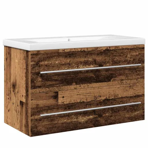 Kupaonski ormarić za sudoper 2 kom. Staro drvo - Staro drvo 80 x 38,5 x 48 cm bez slavine Cijena