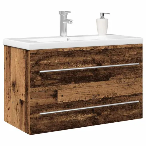 Kupaonski ormarić za sudoper 2 kom. Staro drvo - Staro drvo 80 x 38,5 x 48 cm bez slavine Cijena
