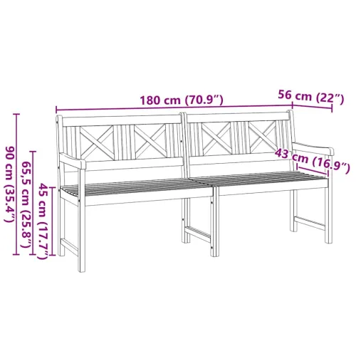 Vanjska klupa Prirodna 180 x 56 x 90 cm Čvrsto drvo akacije - 180 x 55,5 x 90 cm X-ukrižena naslonska sjedalica Cijena