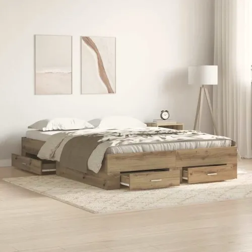 Okvir za krevet s ladicama Umjetnički hrast 140 x 200 cm - hrast artisan 140 x 200 cm Cijena