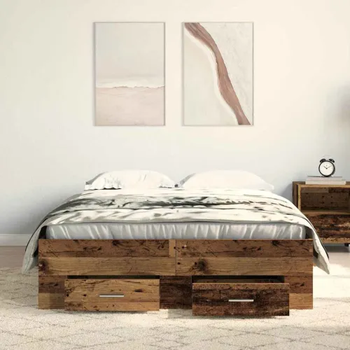Okvir za krevet Staro drvo 120 x 200 cm Konstruirano drvo - Staro drvo 120 x 200 cm Cijena