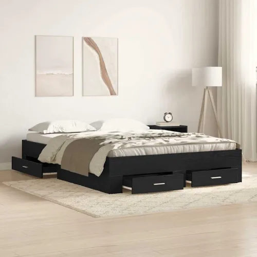 Okvir za krevet Crni hrast 140 x 190 cm Konstruirano drvo - Crni hrast 140 x 190 cm Cijena