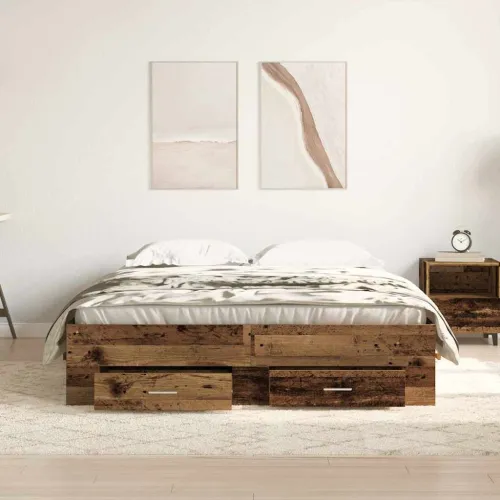 Okvir za krevet Staro drvo 135 x 190 cm Konstruirano drvo - Staro drvo 135 x 190 cm Cijena