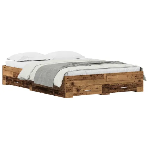 Okvir za krevet Staro drvo 135 x 190 cm Konstruirano drvo - Staro drvo 135 x 190 cm Cijena
