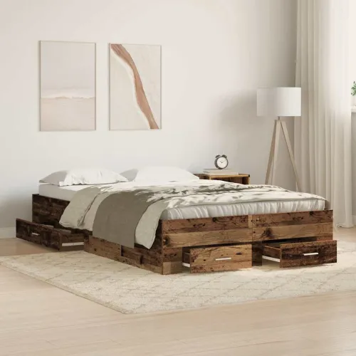 Okvir za krevet Staro drvo 120 x 190 cm Konstruirano drvo - Staro drvo 120 x 190 cm Cijena