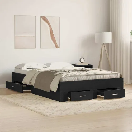 Okvir za krevet Crni hrast 120 x 190 cm Konstruirano drvo - Crni hrast 120 x 190 cm Cijena