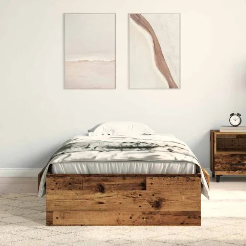 Okvir za krevet Staro drvo 100 x 200 cm Konstruirano drvo - Staro drvo 100 x 200 cm Cijena
