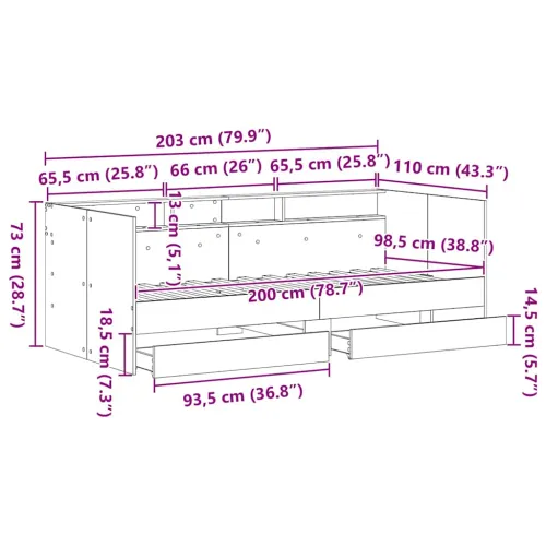Krevet na dan Staro drvo 100 x 200 cm Konstruirano drvo - Staro drvo 100 x 200 cm Cijena