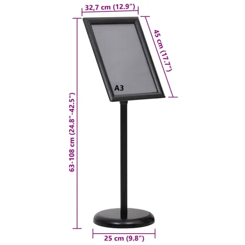 Stalci za plakate 2 kom. Crna 45 x 32,7 x 108 cm Aluminij - Crna 45 x 33 x 88 cm 2 Cijena