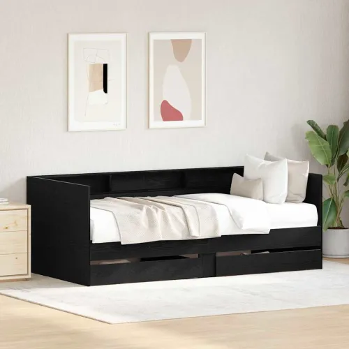 Krevet na dan Crni hrast 75 x 190 cm Konstruirano drvo - Crni hrast 75 x 190 cm Cijena