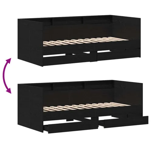 Krevet na dan Crni hrast 75 x 190 cm Konstruirano drvo - Crni hrast 75 x 190 cm Cijena