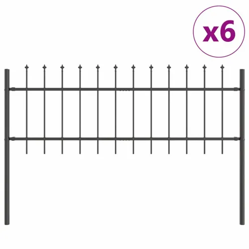 Vrtna Ograda WOERDEN 6 kom. 10,2 x 0,6 m Čelik s prahom Siva - Siva 1020 cm 60 cm Cijena