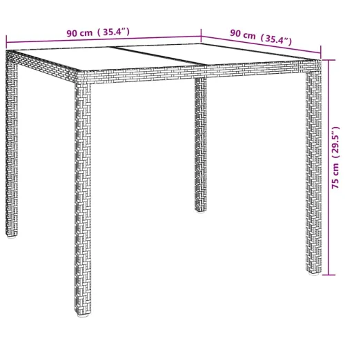 Stol za vrt Siva 90 x 90 x 75 cm poliratan - Siva i crna 90 x 90 x 75 cm Cijena