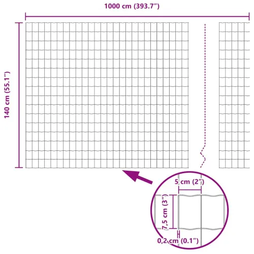 Euro ograda 1,4 x 10 m Željezo prekriveno PVC-om Zelena - Zelena 10 x 1,4 m 50 x 75 mm Cijena