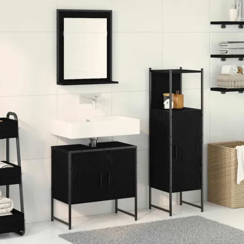 Set namještaja za kupaonicu 3 kom. Crna 33 x 33 x 102,5 cm - Crni hrast Cijena