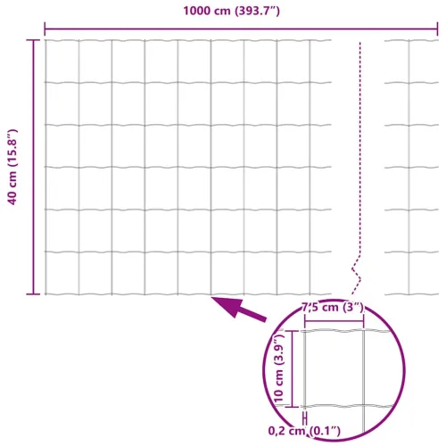 Euro ograda 0,4 x 10 m Željezo prekriveno PVC-om Zelena - Zelena 10 x 0,4 m 75 x 100 mm Cijena