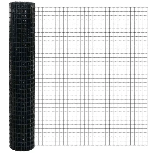 Euro ograda 1,5 x 10 m Željezo prekriveno PVC-om Siva - Siva 10 x 1,5 m 50 x 50 mm Cijena