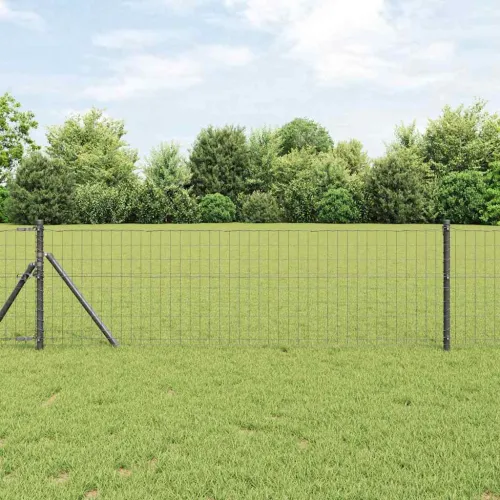 Euro ograda 0,6 x 10 m Željezo prekriveno PVC-om Siva - Siva 10 x 0,6 m 50 x 75 mm Cijena