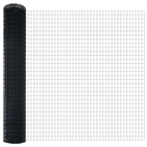 Euro ograda 1,6 x 10 m Željezo prekriveno PVC-om Siva - Siva 10 x 1,6 m 50 x 75 mm Cijena