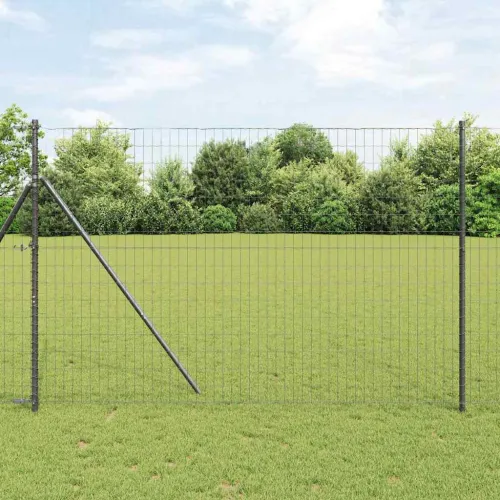 Euro ograda 1,5 x 10 m Željezo prekriveno PVC-om Siva - Siva 10 x 1,5 m 50 x 100 mm Cijena
