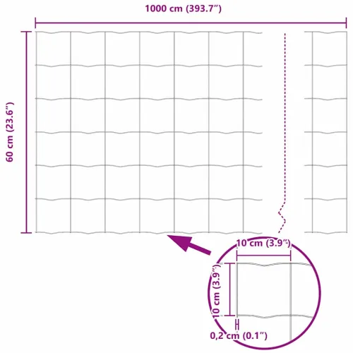 Euro ograda 0,6 x 10 m Željezo prekriveno PVC-om Siva - Siva 10 x 0,6 m 100 x 100 mm Cijena